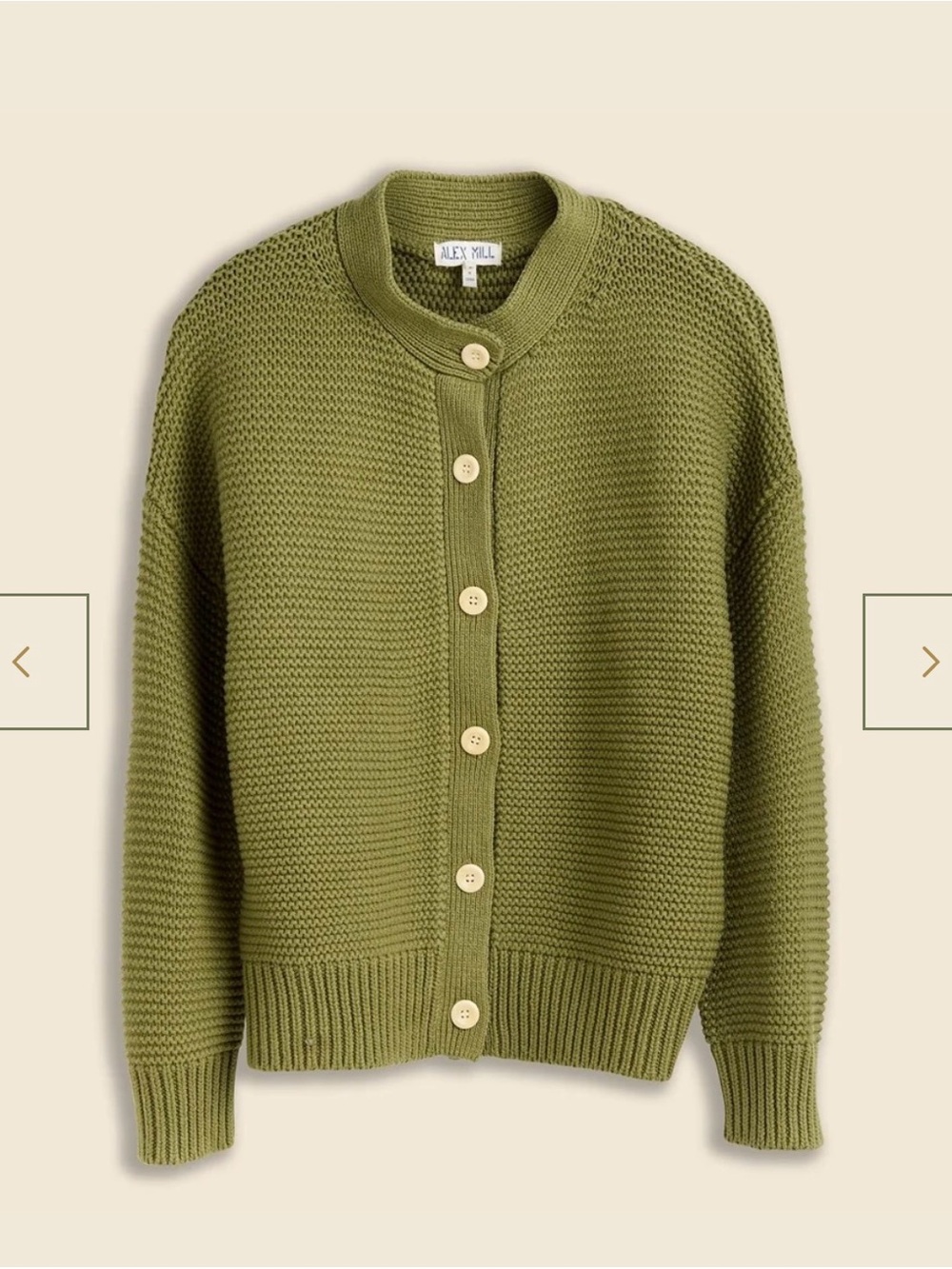 Alex Mill Cardigan Sweater Womens XS Green Nico Chunky Mock Neck Button Knit